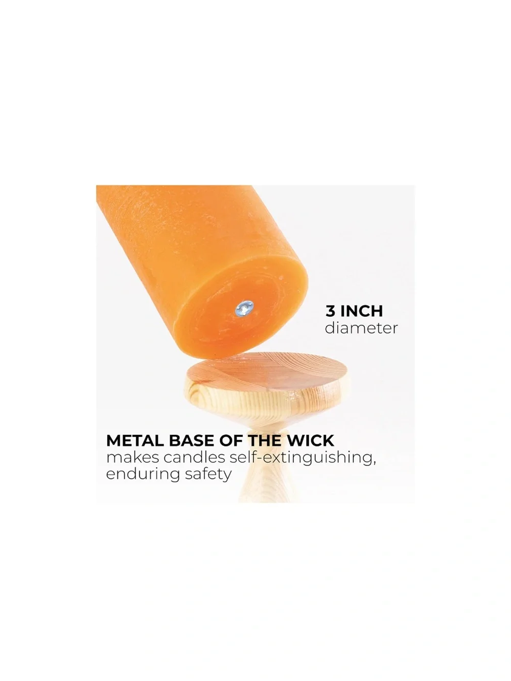Set of 3 Orange Pillar Candles - Unscented Decorative Candles 3x3”
